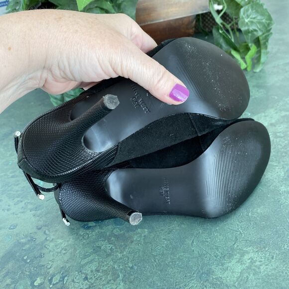 Nine West 'Andra' US 6.5M black suede open toe high heels shoes sexy slip ons - Picture 10 of 11